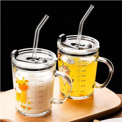 DEVCHHAYA ENTERPRISE Random Design Printed Milk Glass for Kids 400ml – Pack of 1 (Printed Kids) Glass Coffee Mug(400 ml)