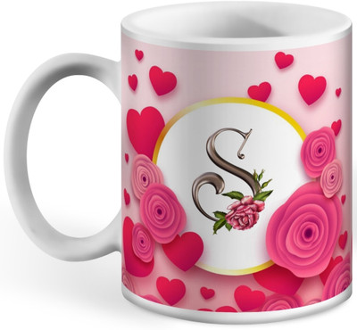 RB Point Letter S Name Alphabet Printed Ceramic 325ml Ceramic Coffee Mug(313 ml)