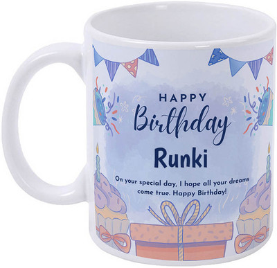 GIFTUATION Happy Birthday Runki / Gift for Birthday Ceramic Coffee Mug(325 ml)