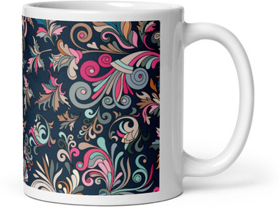 Mr UVD Colorfull Flowers Pattern_MUGG Ceramic Coffee Mug(350 ml)