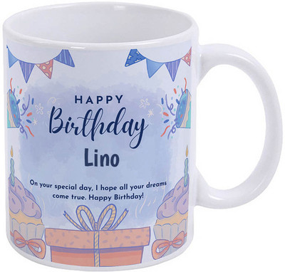 GIFTUATION Happy birthday Lino / Gift for birth anniversary Ceramic Coffee Mug(325 ml)
