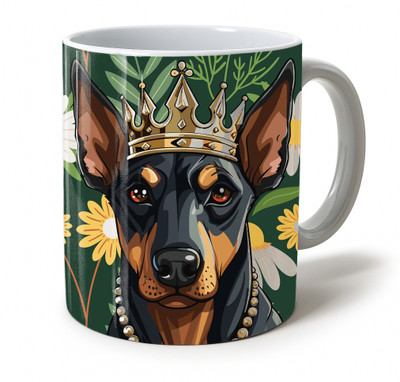 Vihaan Fashions Dog Wearing Crown Floral Background Printed Ceramic Coffee Mug(350 ml)