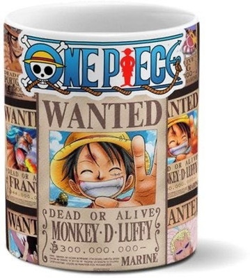 craft maniacs ONE PIECE MONKEY D LUFFY WANTED POSTER WHITE MUG FOR MONEY D LUFFY LOVERS Ceramic Coffee Mug(330 ml)