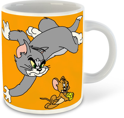 FLEXERSTYLE NEW2025-Tom & Jerry Printed White Coffee With Coaster - D9 Ceramic Coffee Mug(325 ml)