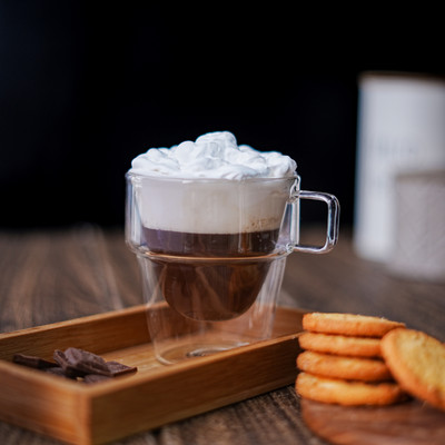 Femora Double Wall Coffee 235ml (8 Ounces), Heat Resistant (Pack of 1) Glass Bath Mug(235 ml)