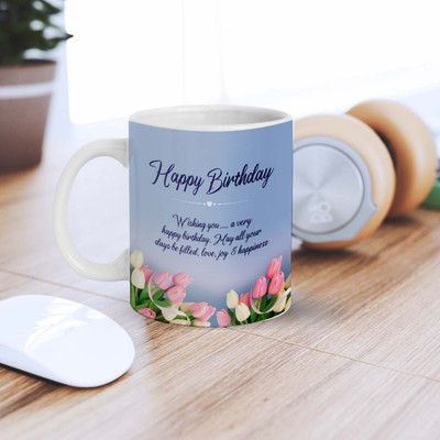 eCraftIndia Wishing You A Very Happy Birthday. Message Printed Ceramic Tea and Coffee Ceramic Coffee Mug(200 ml)