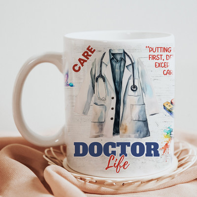 MBA GIFT WALA Doctor Themed Printed Ceramic Coffee Mug(330 ml)