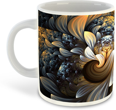 FLEXERSTYLE NEW2025-3D Printed White Coffee With Coaster D-1 Ceramic Coffee Mug(325 ml)
