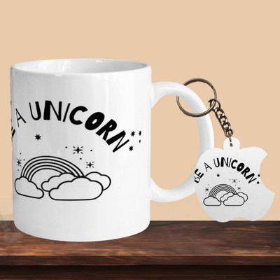VM SHOPPING MALL Be In Unicorn R-A Ceramic Coffee Mug(330 ml, Pack of 2)