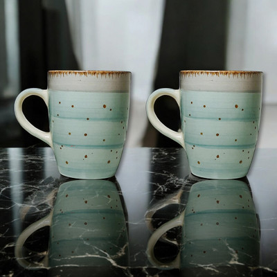 AaptiCrafts Set of 2 Ceramic coffee mug set for gifting ,Tea/coffee cup set for daily use Ceramic Coffee Mug(225 ml, Pack of 2)