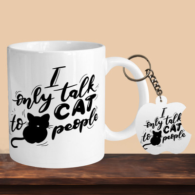 VM SHOPPING MALL I Only Talk To Cat People R-A Ceramic Coffee Mug(330 ml, Pack of 2)