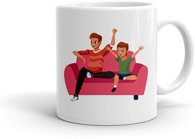Clapcart Father and Son Designer Printed Ceramic Coffee Mug(325 ml)