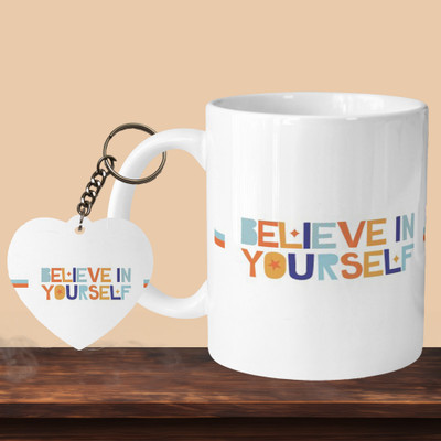 Printhorizon 101_Believe In Yourself L-H Ceramic Coffee Mug(330 ml, Pack of 2)