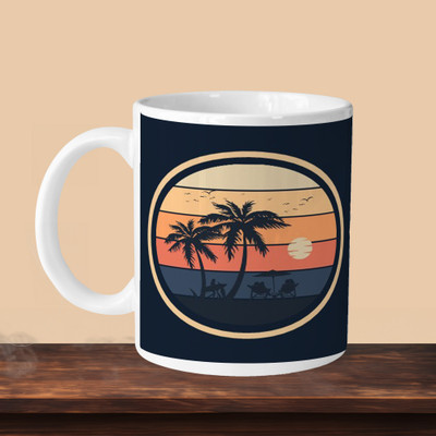 VM SHOPPING MALL Enjoy Every Sunset L Ceramic Coffee Mug(330 ml, Pack of 2)