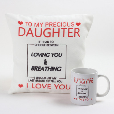 FNP Precious Daughter Cushion & Combo Ceramic Coffee Mug(325 ml)