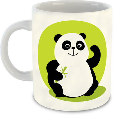 Beyoond Panda Theme Printed White Ceramic Coffee 325ml - D7 Ceramic Coffee Mug(325 ml)