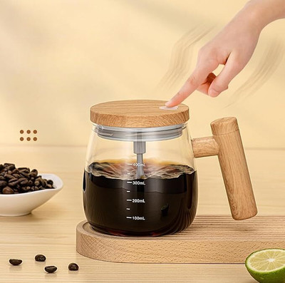Idona Creation Glass Mixing Cup Self Stirring Coffee Plastic Coffee Plastic Coffee Mug(500 ml)