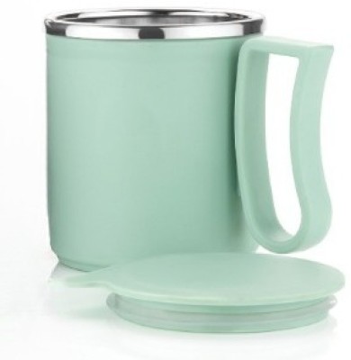 OFFYX Stainless Steel Tea Cup Stainless Steel Coffee with Lid (300 ml) (Green) Stainless Steel, Plastic Coffee Mug(300 ml)