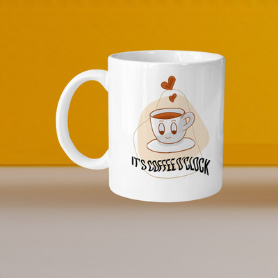 Print Ginnie 101_Perfect for Coffee and Tea - Single Pack VM It S A Coffe O Clock L Ceramic Coffee Mug(325 ml)