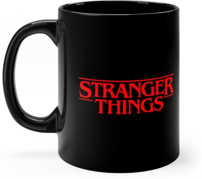 Couples Emotion Stranger things (ST 18) printed black Ceramic Coffee Mug(350 ml)