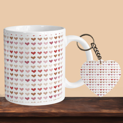 VM MALL 101_Heart Full R-H Ceramic Coffee Mug(330 ml, Pack of 2)