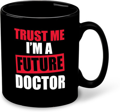 FLEXERSTYLE NEW2025-Docter Printed Design Black Patch Coffee With Coaster - D6 Ceramic Coffee Mug(325 ml)