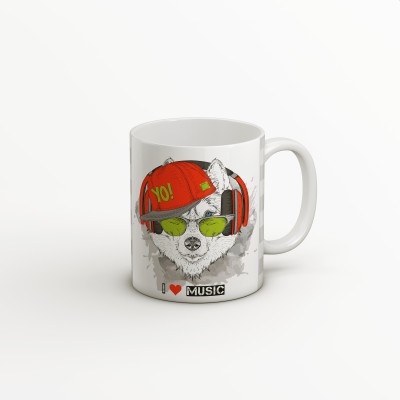Toplen husky dog print coffee mug for gifting Ceramic Coffee Mug(351 ml)