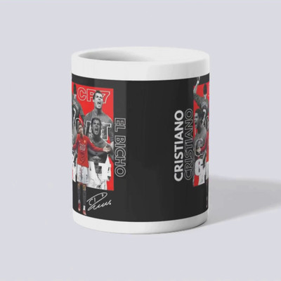 makekart Cristiano Ronaldo CR7 GOAT Ceramic Coffee Mug(325 ml)