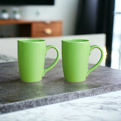 Femora Green Ceramic Coffee Mug(320 ml, Pack of 2)