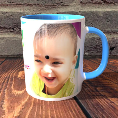 TPA4U Gentle Color for Kids TPD72RM4 Light Blue Round Handle Ceramic Coffee Mug(330 ml)