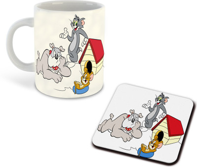 Daddy dream NEW-Tom&JerryPrinted-1559 Ceramic Coffee Mug(325 ml, Pack of 4)