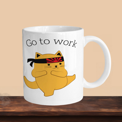 Hunter Studio 101_Go To Work R Ceramic Coffee Mug(330 ml, Pack of 2)