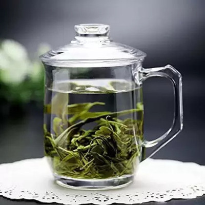 GREATZON ENTERPRISE Unique Design Coffees with Lid Set of 1, Brewing Tea Glasss with Big Handle Glass Coffee Mug(350 ml)