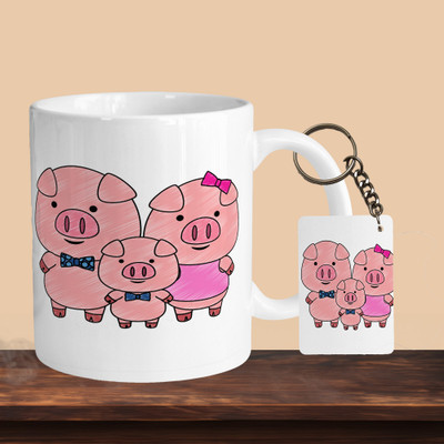 VMSHOPPINGMART 101_Cute Family R-R Ceramic Coffee Mug(330 ml, Pack of 2)