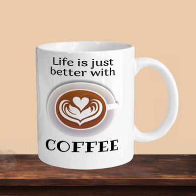 Print Ginnie 101_Life Is Just Better With Coffee R Ceramic Coffee Mug(325 ml)