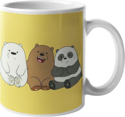 FOKAT We Bare Bear Grizzly, Ice & Panda Bear Cartoon Premium | Printed | White Ceramic Coffee Mug(325 ml)