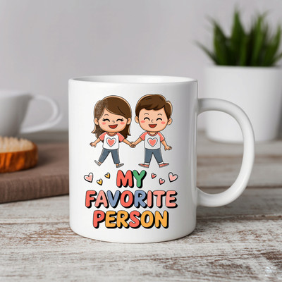 Vihaan Fashions My Favorite Person Cute Illustration Printed Ceramic Coffee Mug(350 ml)