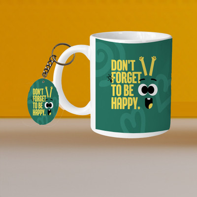 VM MALL 101_Perfect for Coffee and Tea - With Keychain VM Don T Forget To Be Happy L O Ceramic Coffee Mug(331 ml)