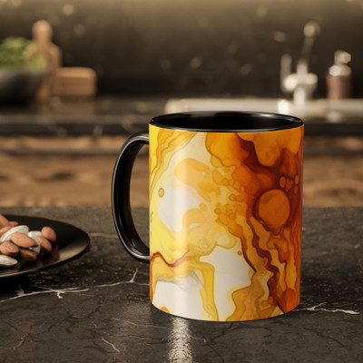 Vihaan Fashions Abstract Marble Art Coffee, 1418-Black Ceramic Coffee Mug(330 ml)