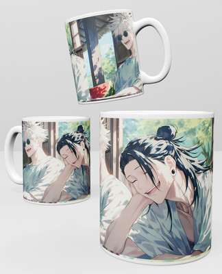 Inkywinky Gojo Printed Coffe Ceramic Coffee Mug(330 ml)