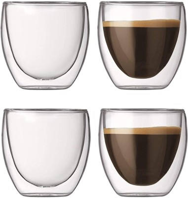 Baskety Glass Coffee or Teas, 100ml Set of 4 i04 Glass Coffee Mug(100 ml, Pack of 4)