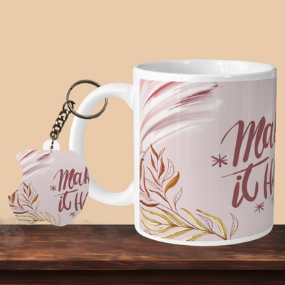 VM MALL 101_Make It Happen L-A Ceramic Coffee Mug(330 ml, Pack of 2)