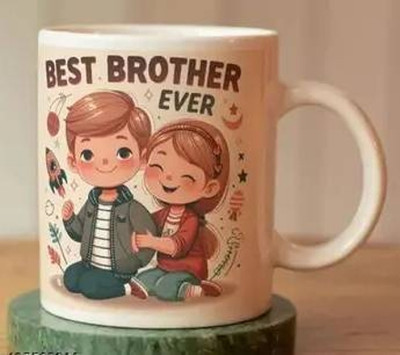 Manorath Best Brother Ever Printed Ceramic Coffee Ceramic Coffee Mug(345 ml)