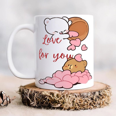 FLEXERSTYLE Bubu Dudu Printed Coffee/Tea Cup for Anniversary Birthday for Friends M_437 Ceramic Coffee Mug(325 ml, Pack of 2)