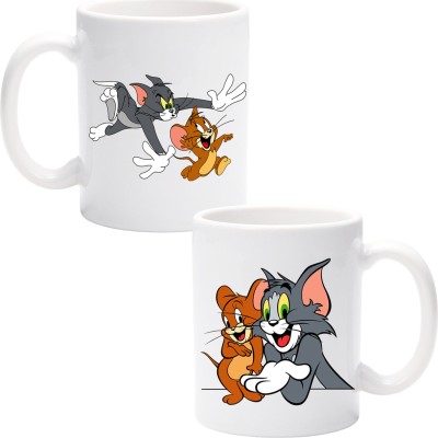 BE UNIQUE Tom & Jerry Ceramic Coffee Mug(330 ml, Pack of 2)