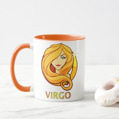 Freshkrafts Zodiac Virgo/Kanya Sign Logo Printed Tea & Coffee Cup/Gift for Loved Ones Ceramic Coffee Mug(325 ml)
