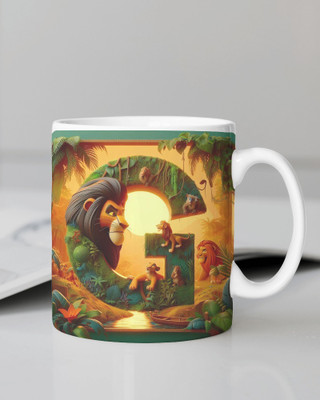 NAKSH ENTERPRISE Cartoon Alphabet Coffee Gold Crown Design No-136 Ceramic Coffee Mug(330 ml)