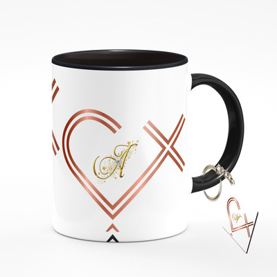 Tvishastore NEW_BLACK_DESION ALFABET 260 Ceramic Coffee Mug(350 ml)