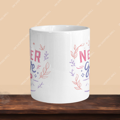 Print Ginnie 101_Perfect for Coffee and Tea - With Keychain VM Never Give Up L R Ceramic Coffee Mug(325 ml)