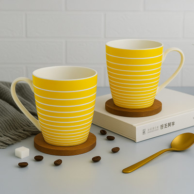 UPC Set of 2 Premium Milk mug Printed Design Made of Ceramic, Bone China Coffee Mug(280 ml, Pack of 2)